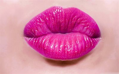 esponja, rosa lápiz de labios, un beso, mujer de labios, labios de color rosa
