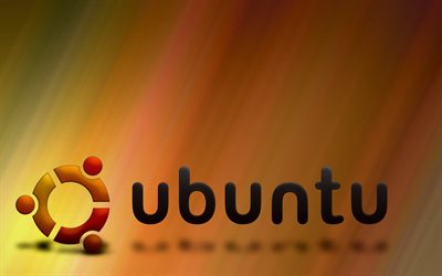 linux, logotyp, ubuntu, orange bakgrund