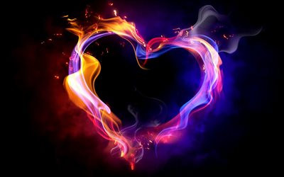 heart, colored smoke, abstraction, creative