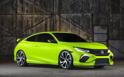 verde, 2015, honda, civic concept coupé, civic concept