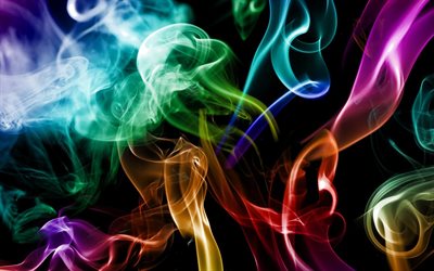 abstraction, creative, colored smoke, black background