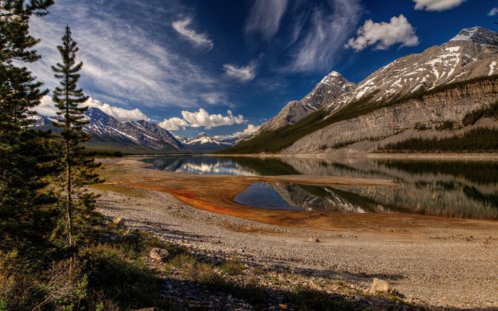 spray lago, montagna, canada, kananaskis country, alberta, il lago di spray, estate