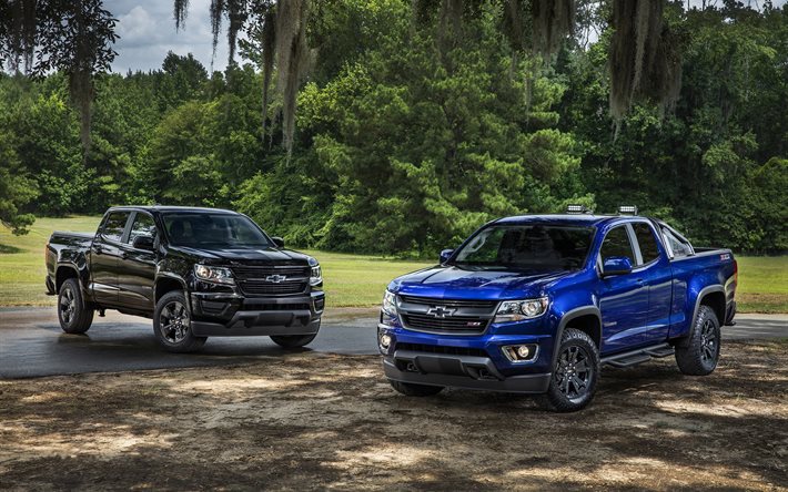 mavi, chevrolet, siyah, 2016, SUV, pickup
