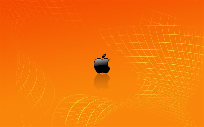 logotipo, maçã, epl, fundo laranja