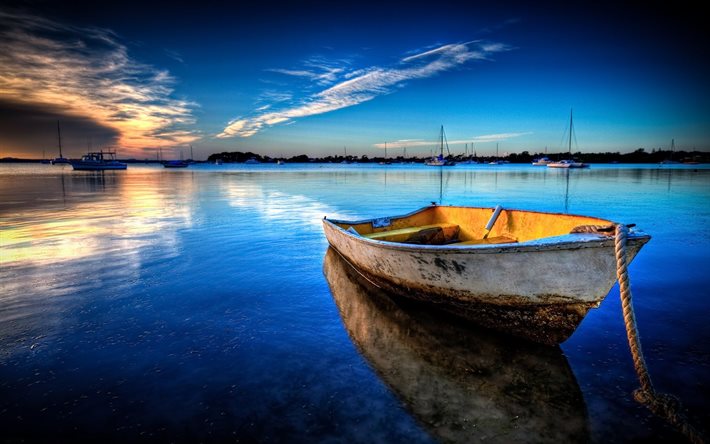 barco, el lago, muelle