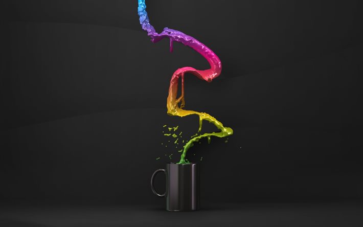 cup, paint, stream, creative