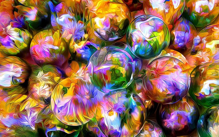 flores, bolas, abstração