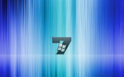 seven, windows, le logo de microsoft, fond bleu, se7en, strip, windows 7