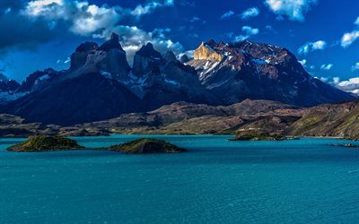 il lago, la patagonia, le montagne, cile, patagonia