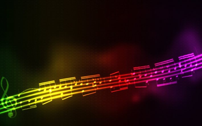 abstração musical, notas, neon