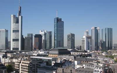 गगनचुंबी इमारतों, फ्रैंकफर्ट मुख्य हूँ, क्षितिज, जर्मनी