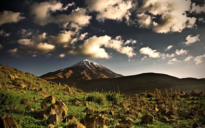 산 elbrus, 코카서스, elbrus, 산, 슬로, 러시아