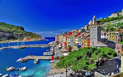 casas, verão, cidade portuária, itália