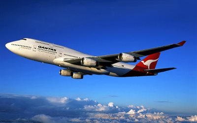 las aeronaves de pasajeros, de qantas, boeing 747