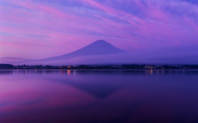 japan, honshu, fuji, vulkanen, morgon