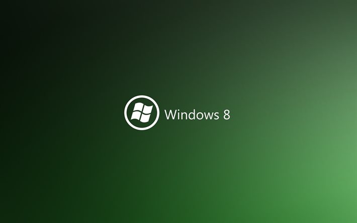 grüner hintergrund, logo, windows 8