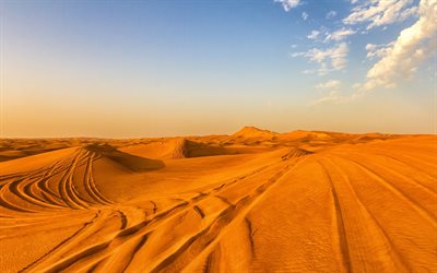 dunas, arena, desierto, el cielo