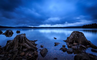 calma, twilight, il lago di timoteo, oregon, usa, timothy lago