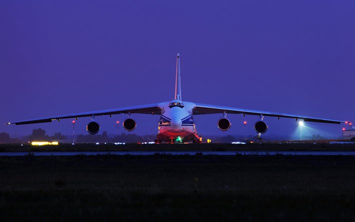 airplanes, an-124-100 ruslan, night