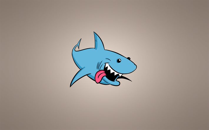 blue shark, minimalism, brown background