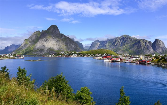 bay, kasaba, lofoten Adaları, Norveç, Bergen airport