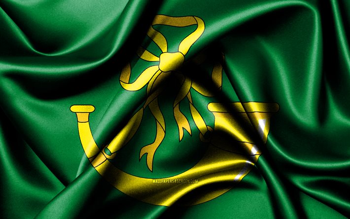 4k, bandeira de huntingdonshire, bandeiras onduladas de seda, condados ingleses, dia de huntingdonshire, bandeiras de tecido, arte 3d, condados da inglaterra, huntingdonshire