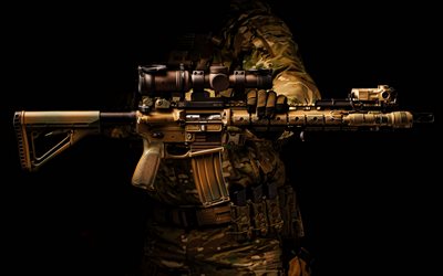 larue tactical costa edition, 4k, nato, automatgevär, soldat, gevär, vapen i hand, larue tactical