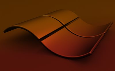 windows のオレンジ色のロゴ, 4k, クリエイティブ, windows の波状のロゴ, オペレーティングシステム, windows 3d ロゴ, オレンジ色の背景, windows のロゴ, ウィンドウズ