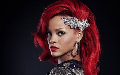 4k, Rihanna, 2022, music stars, barbadian singers, red hair, Robyn Rihanna Fenty, american celebrity, picture with Rihanna, portrait, brunette woman, Rihanna photoshoot