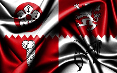 4k, 레스터셔 플래그, 실크 물결 모양의 깃발, 영어 카운티, 레스터셔의 날, 패브릭 플래그, 레스터셔의 국기, 3d 아트, 영국의 카운티, 레스터셔
