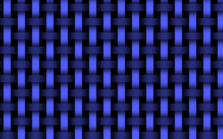 नीली विकरवर्क पृष्ठभूमि, 4k, 3 डी बनावट, बुनाई बनावट, 3 डी पृष्ठभूमि, विकरवर्क बनावट, वेक्टर बनावट, कपड़ा बुनाई पृष्ठभूमि, इंटरविविंग पैटर्न, विकरवर्क, विकरवर्क पृष्ठभूमि