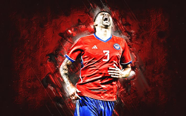 ギジェルモ・マリパン, チリナショナルフットボールチーム, チリのサッカー選手, 赤い石の背景, チリ, フットボール