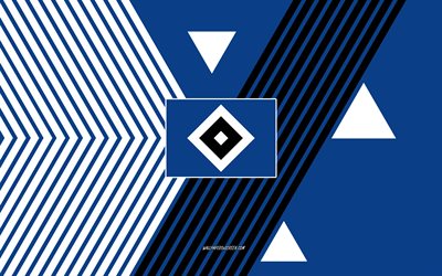 Hamburger SV logo, 4k, German football team, blue white lines background, Hamburger SV, Bundesliga 2, Germany, line art, Hamburger SV emblem, football