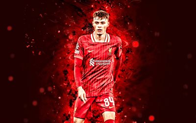 conor bradley, 4k, 빨간 네온 조명, 리버풀 fc, 프리미어 리그, 북 아일랜드 축구 선수, conor bradley 4k, 축구 선수, 축구, lfc, 코너 브래들리 리버풀