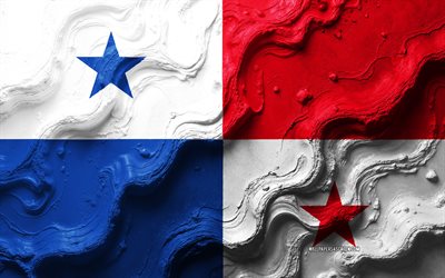 panama  flagge, 4k, steinwellen textur, flagge von panama, 3d panama flag, nordamerika, flaggen der nordamerika  länder, panama