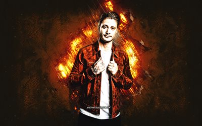 kygo, norweger dj, orangefarbener steinhintergrund, grunge  kunst, kyrre gorvell dahlll, kreative kunst, beliebte djs