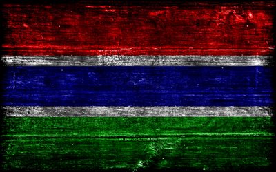 Gambia wooden flag, 4k, wooden grunge flags, African countries, flag of Gambia, Day of Gambia, Africa, Gambian flag, Gambia, Gambian national symbols, Gambia flag