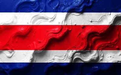 drapeau du costa rica, 4k, texture des vagues de pierre, drapeau 3d costa rica, amérique du nord, drapeaux des pays d'amérique du nord, costa rica