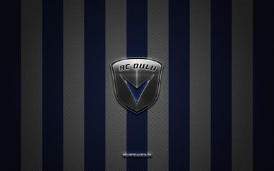 ac olu logosu, fin futbol takımı, veikkausliiga, mavi beyaz karbon arka plan, ac olu amblemi, futbol, ivır zıvır, finlandiya, fc oulu
