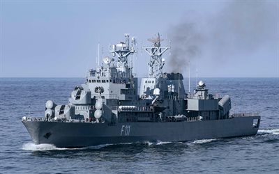 fragata rumana marasesti, f111, armada rumana, buques de guerra rumanos, marasesti f111, otan, rumania, buque de guerra en el mar
