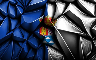 las palmasin lippu, 4k, 3d luova tekstuuri, las palmasin 3d lippu, espanjan maakunnat, espanja, las palmasin maakunta, 3d taidetta, las palmasin maakunnan lippu, las palmas