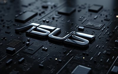 schwarzes asus metalllogo, technologiehintergrund, asus zeichen, asus emblem, asus 3d logo, asus symbol, asus logo, asus