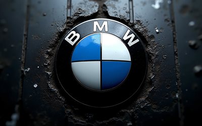 logotipo de bmw, fondo de metal negro, emblema de bmw, signo de bmw, logotipo 3d de bmw, fondo negro grunge, coches alemanes, bmw