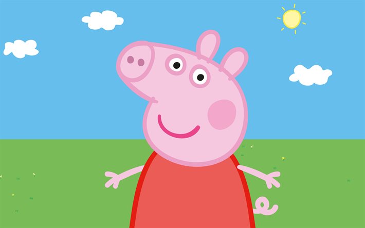 peppa pig, 4k, personajes de caricatura, arte de fan, cerdo de dibujos animados, cerdito