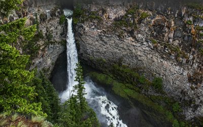 Helmcken Falls, Murtle River, rocks, mountain waterfall, Wells Gray Provincial Park, waterfalls, British Columbia, Canada