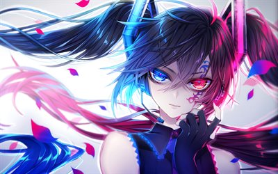 Hatsune Miku, heterochromia, Vocaloid, protagonist, manga, digital art, Vocaloid characters, japanese virtual singers, Hatsune Miku Vocaloid