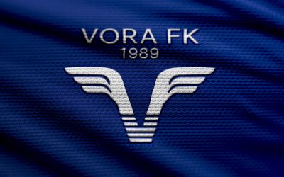 vora fk ファブリックのロゴ, 4k, 青い布の背景, 優れたカテゴリ, ボケ味, サッカー, ヴォラ fk ロゴ, フットボール, ヴォラfkエンブレム, ヴォラfk, アルバニアのサッカークラブ, ヴォラfc