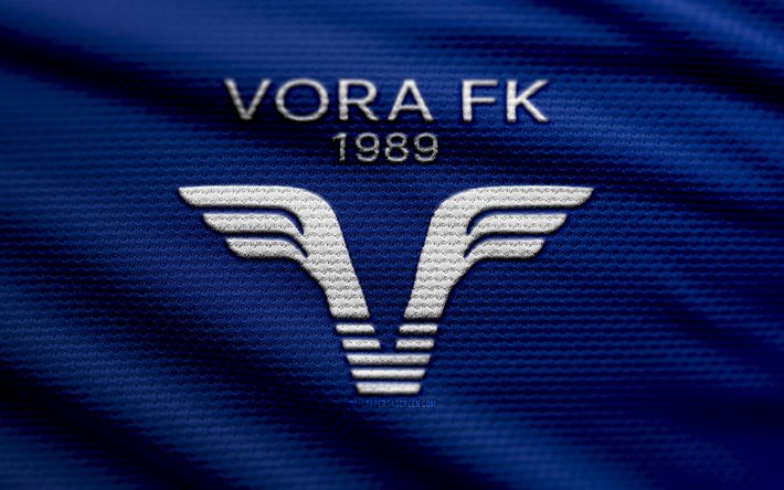 vora fk ファブリックのロゴ, 4k, 青い布の背景, 優れたカテゴリ, ボケ味, サッカー, ヴォラ fk ロゴ, フットボール, ヴォラfkエンブレム, ヴォラfk, アルバニアのサッカークラブ, ヴォラfc