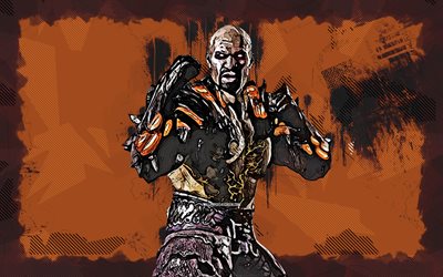 Ghost Jax Briggs, 4k, grunge art, Mortal Kombat Mobile, creative, MKM, Mortal Kombat, MK Mobile, brown grunge background, Mortal Kombat X, Ghost Jax Briggs Mortal Kombat