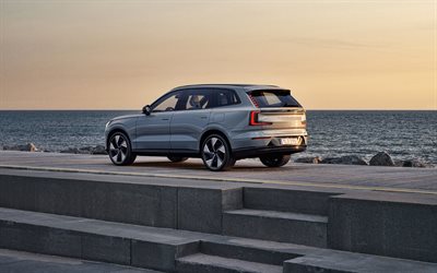 2024, Volvo EX90, 4k, rear view, exterior, electric crossover, white Volvo EX90, Swedish cars, new EX90 2023, ex-electric cars, Volvo
